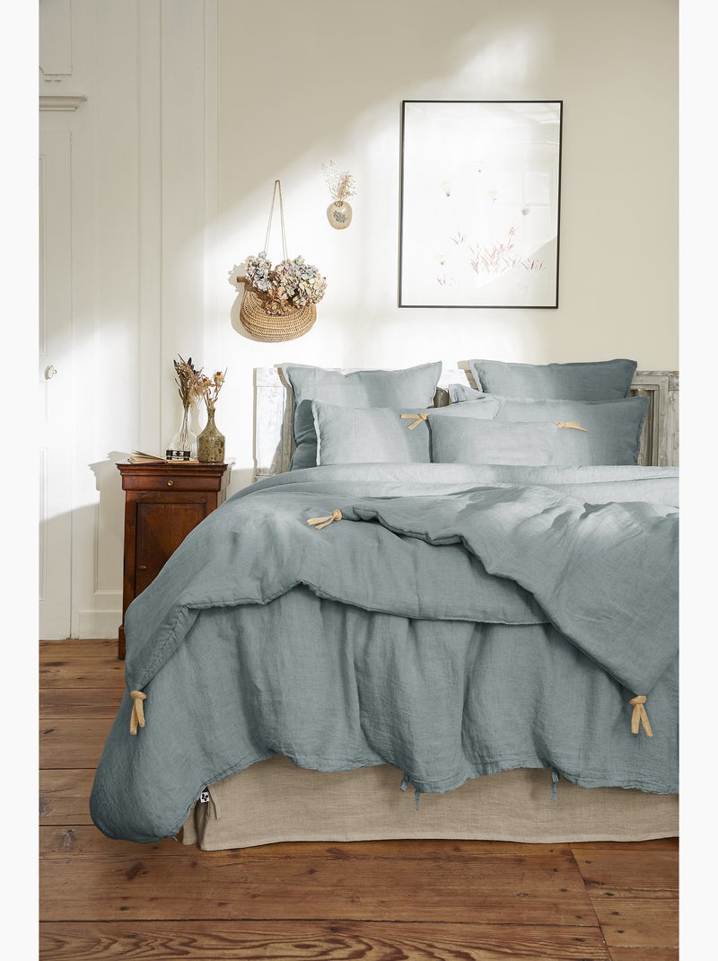 Taie d’Oreiller – Lin Lavé Français Luxe Soline - Thym Bleu - Kiabi