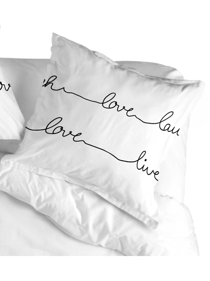 Taie d'oreiller Live "Happyfriday" Noir Blanc - Kiabi