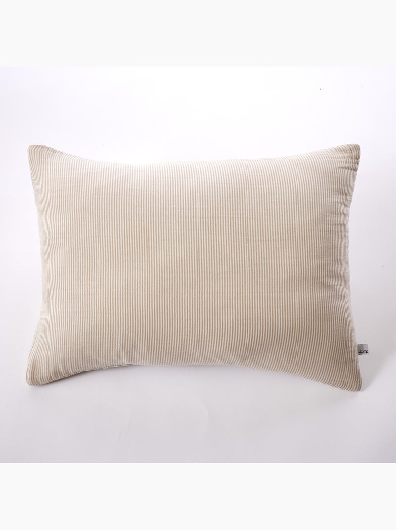 Taie d’oreiller LIVIA – Double gaze de coton rayée Beige clair - Kiabi