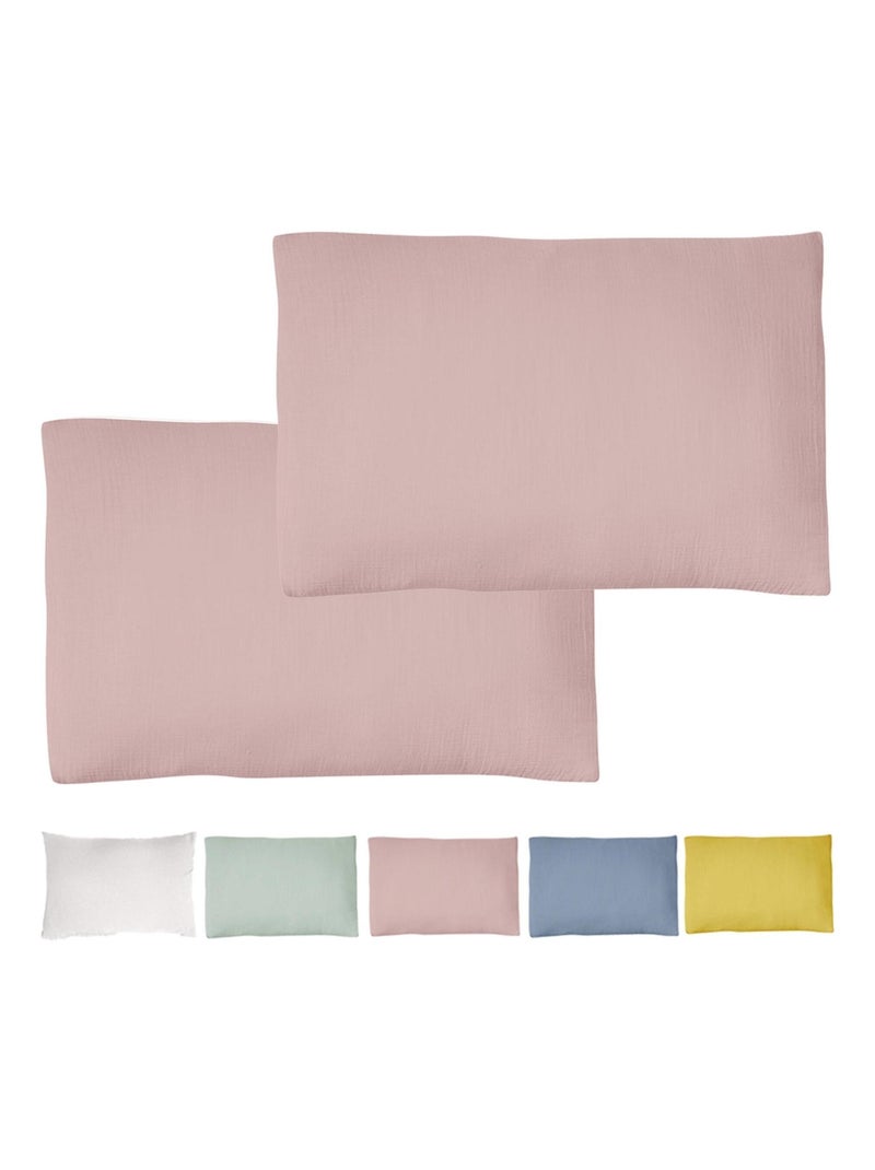 Taie d'oreiller (Lot de 2) double gaze de coton - 'Le Lit de Mon Bébé' Vieux rose - Kiabi