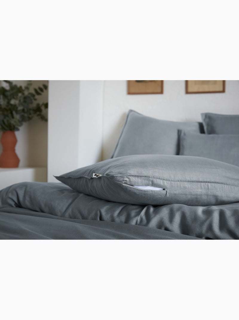Taie d’oreiller — Lyocell uni LYSANDRE — 120 fils - Satinée Bleu - Kiabi
