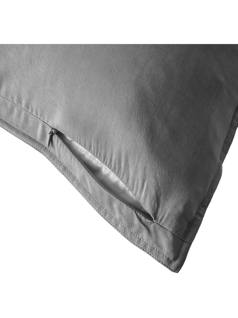 Taie d’oreiller — Lyocell uni LYSANDRE — 120 fils - Satinée gris anthracite - Kiabi