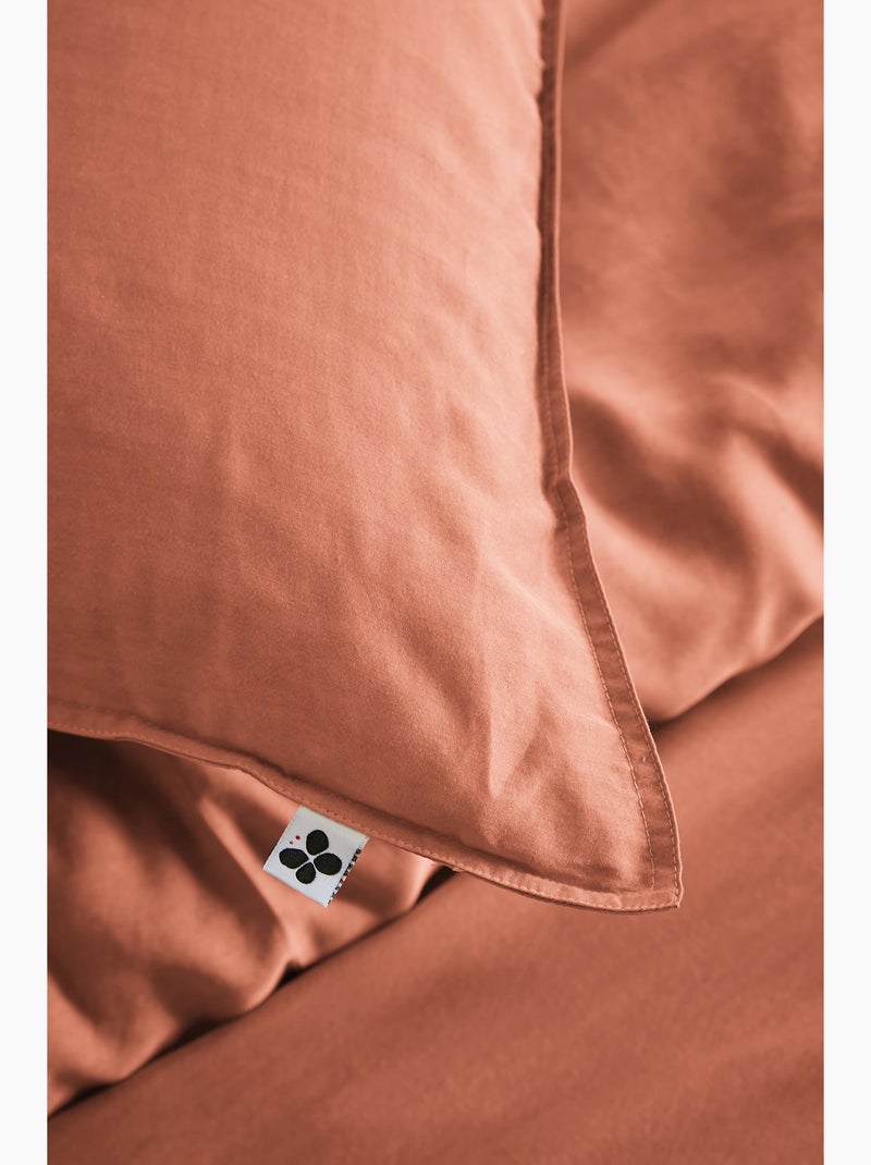 Taie d’oreiller — Lyocell uni LYSANDRE — 120 fils - Satinée Terracotta - Kiabi