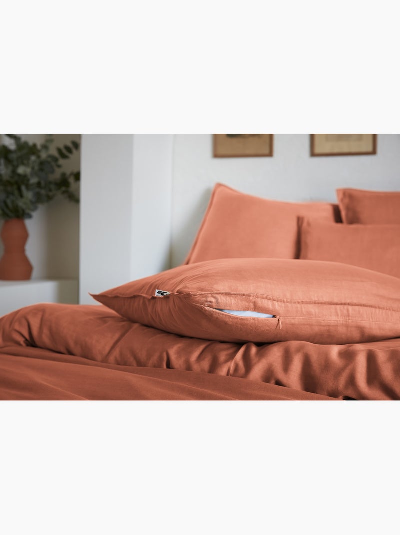 Taie d’oreiller — Lyocell uni LYSANDRE — 120 fils - Satinée Terracotta - Kiabi