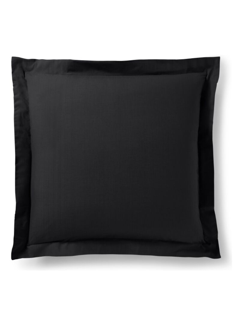 Taie d'oreiller Noir 63 x 63 cm volant plat piqué  / 100% Coton / 57 fils/cm² Noir - Kiabi