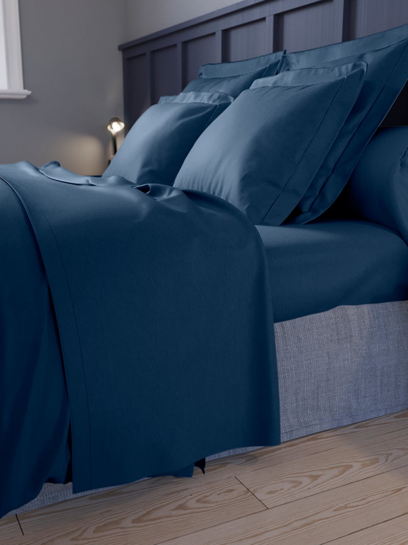 Taie d'oreiller Partition Satin de coton    - DODO Bleu marine - Kiabi