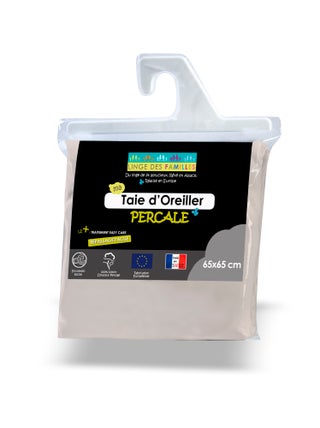 Taie d'Oreiller Percale 100% Coton - 80 fils/cm² - Linge des Familles