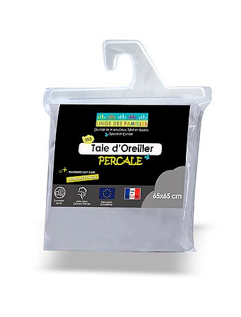 Taie d'Oreiller Percale 100% Coton - 80 fils/cm² - Linge des Familles