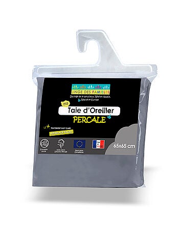Taie d'Oreiller Percale 100% Coton - 80 fils/cm² - Linge des Familles