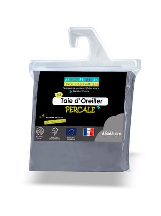 Taie d'Oreiller Percale 100% Coton - 80 fils/cm² - Linge des Familles