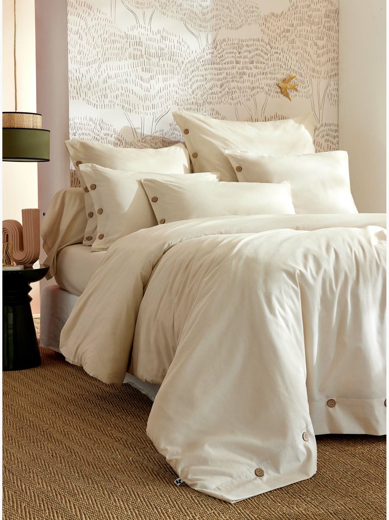 Taie d’oreiller percale 120 fils ficelle – perrine Beige - Kiabi