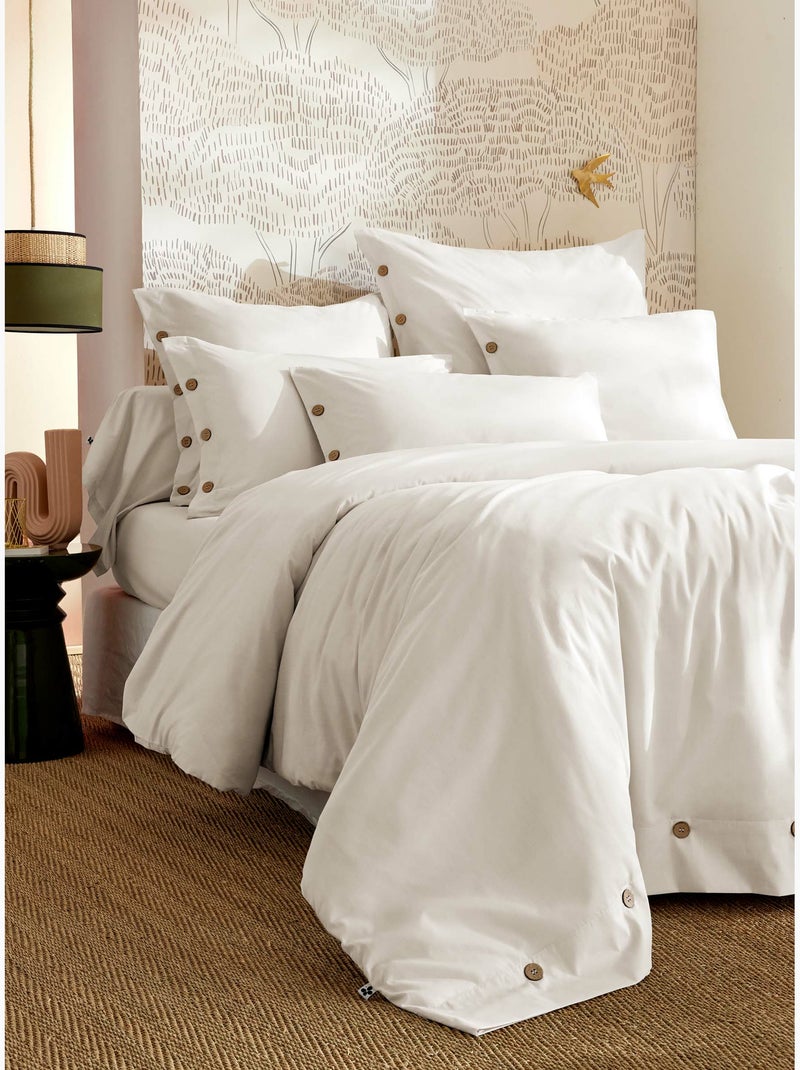 Taie d’oreiller percale 120 fils ficelle – perrine Blanc - Kiabi