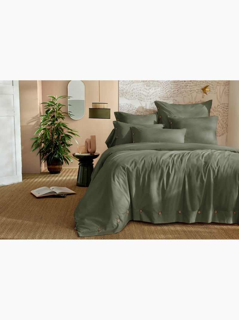 Taie d’oreiller percale 120 fils ficelle – perrine Vert romarin - Kiabi