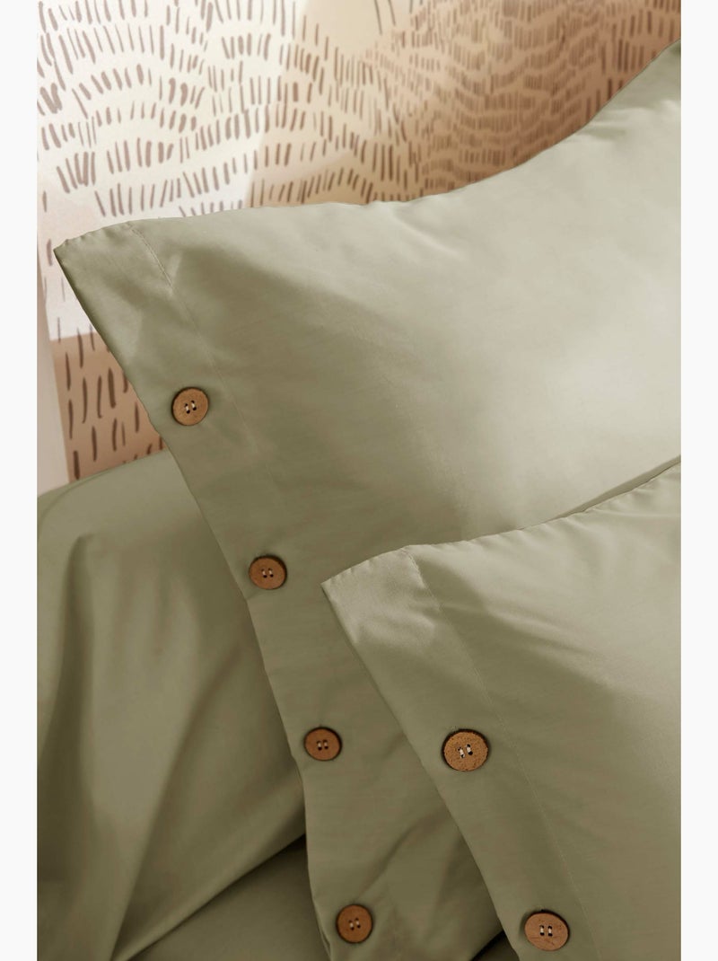 Taie d’oreiller percale 120 fils ficelle – perrine Vert Sauge - Kiabi
