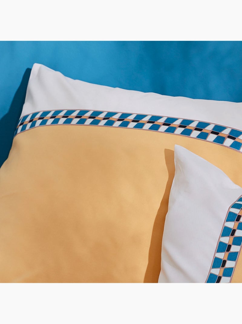 Taie d'oreiller percale avec galon Jaune - Kiabi