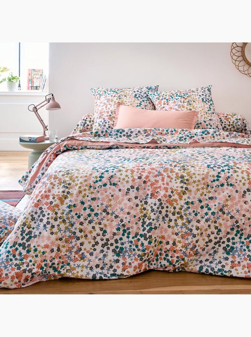 Taie d’oreiller percale de coton 80 fils motif floral - Kiabi