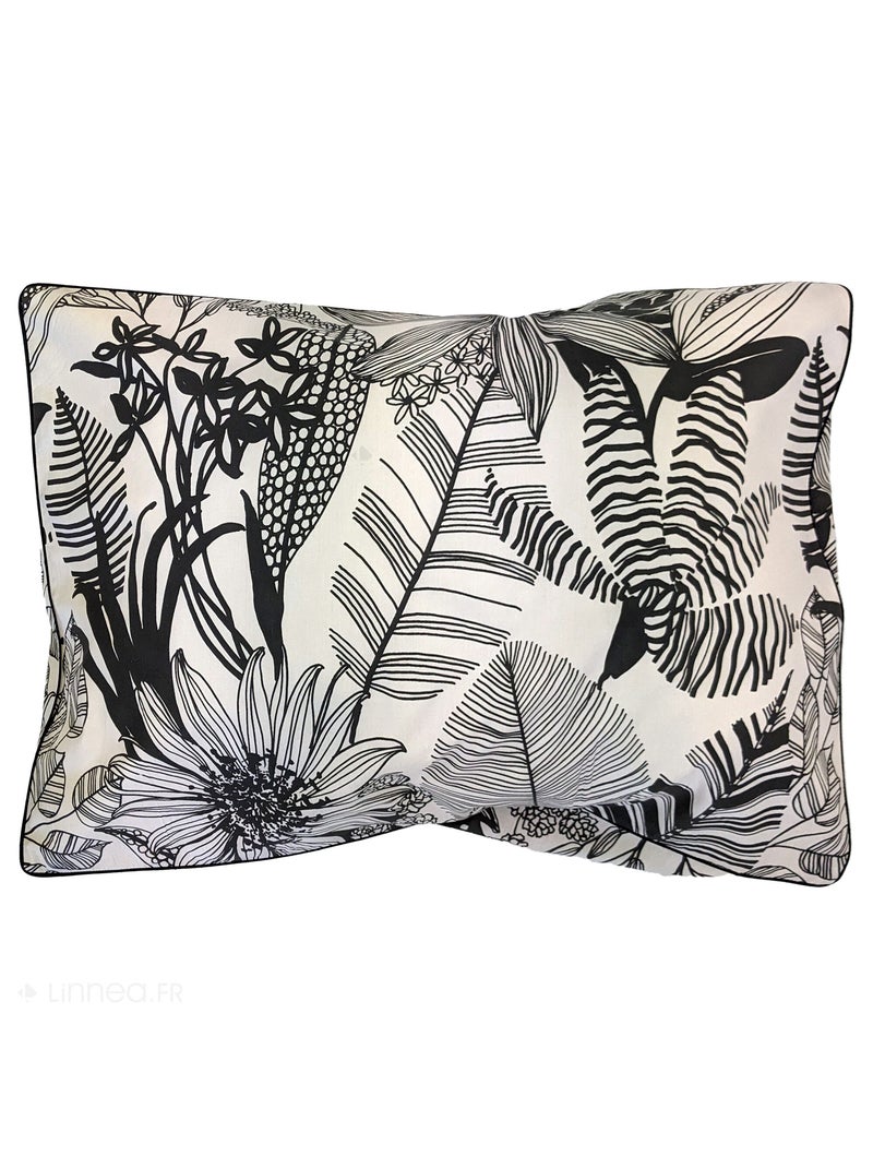 Taie d'oreiller percale de coton ALBA Beige/Noir - Kiabi
