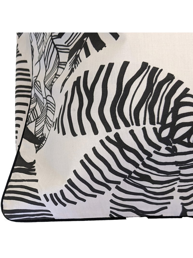 Taie d'oreiller percale de coton ALBA Beige/Noir - Kiabi