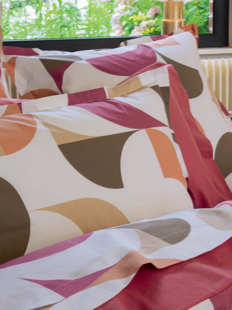 Taie d’oreiller percale de coton géométrique Bordeaux - Kiabi