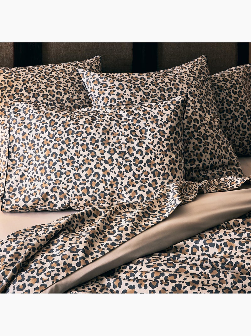 Taie d’oreiller percale de coton léopard Beige - Kiabi