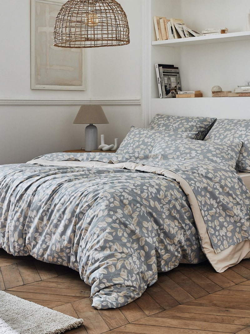Taie d'oreiller percale de coton LISON GRIS Blanc Gris - Kiabi