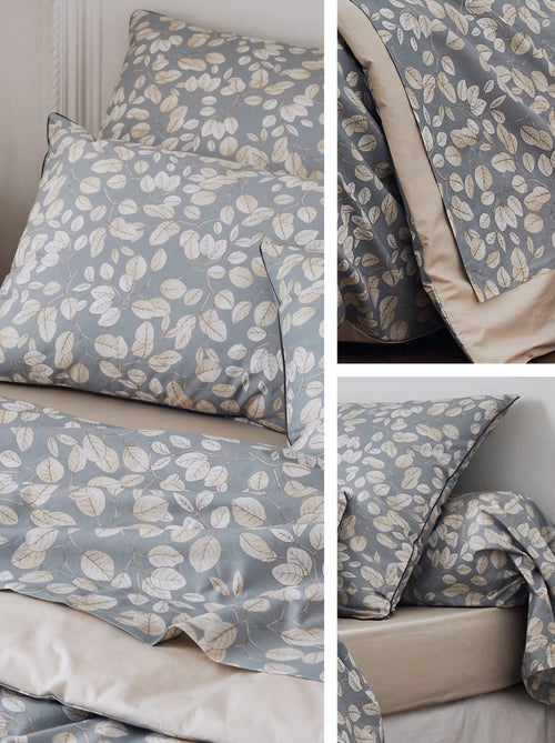 Taie d'oreiller percale de coton LISON GRIS - Kiabi