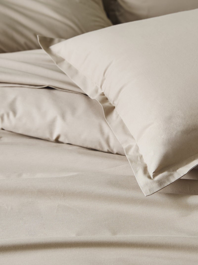 Taie d’oreiller percale de coton made in France Beige coquille - Kiabi