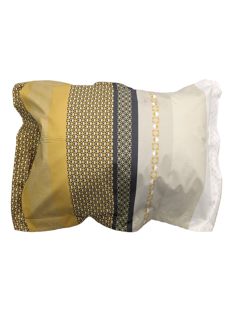 Taie d'oreiller percale de coton MARLOW Jaune moutarde - Kiabi