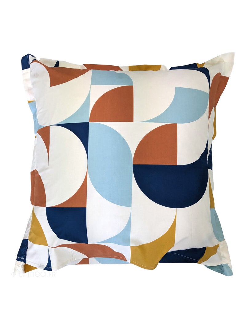 Taie d'oreiller percale de coton MODULO Bleu cobalt - Kiabi