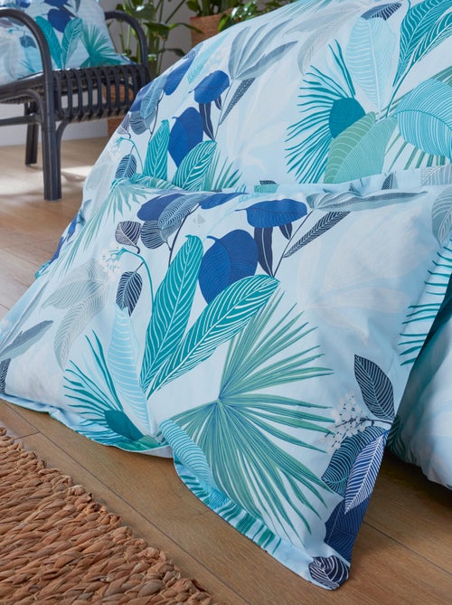 Taie d'oreiller percale de coton MOOREA PACIFIC bleu cobalt - Kiabi