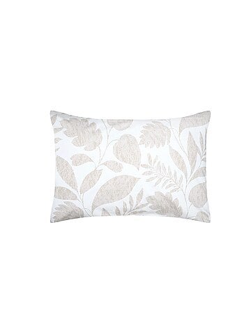 Taie d'oreiller percale de coton motif feuillage 50x70cm