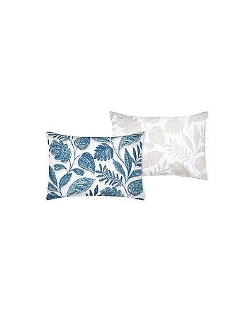 Taie d'oreiller percale de coton motif feuillage 50x70cm
