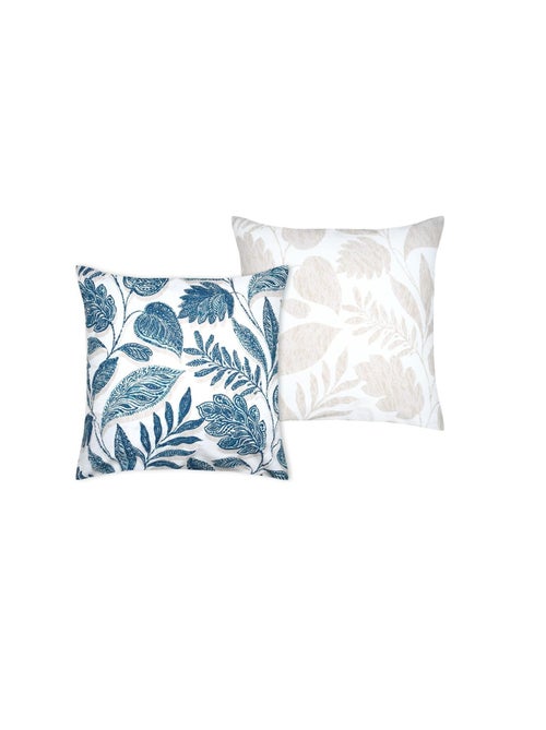Taie d'oreiller percale de coton motif feuillage 63x63cm - Kiabi