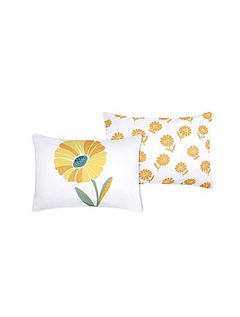 Taie d'oreiller percale de coton motif floral 50x70cm