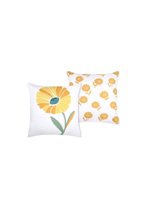 Taie d'oreiller percale de coton motif floral 63x63cm - Kiabi