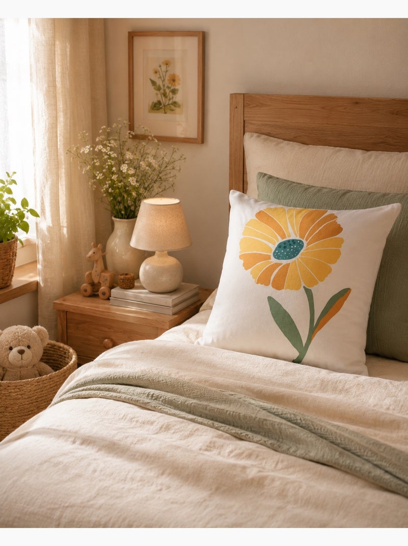 Taie d'oreiller percale de coton motif floral Blanc - Kiabi