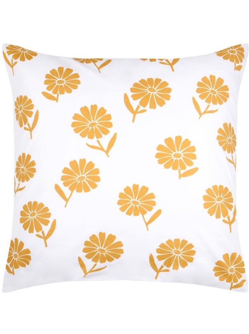Taie d'oreiller percale de coton motif floral Blanc - Kiabi
