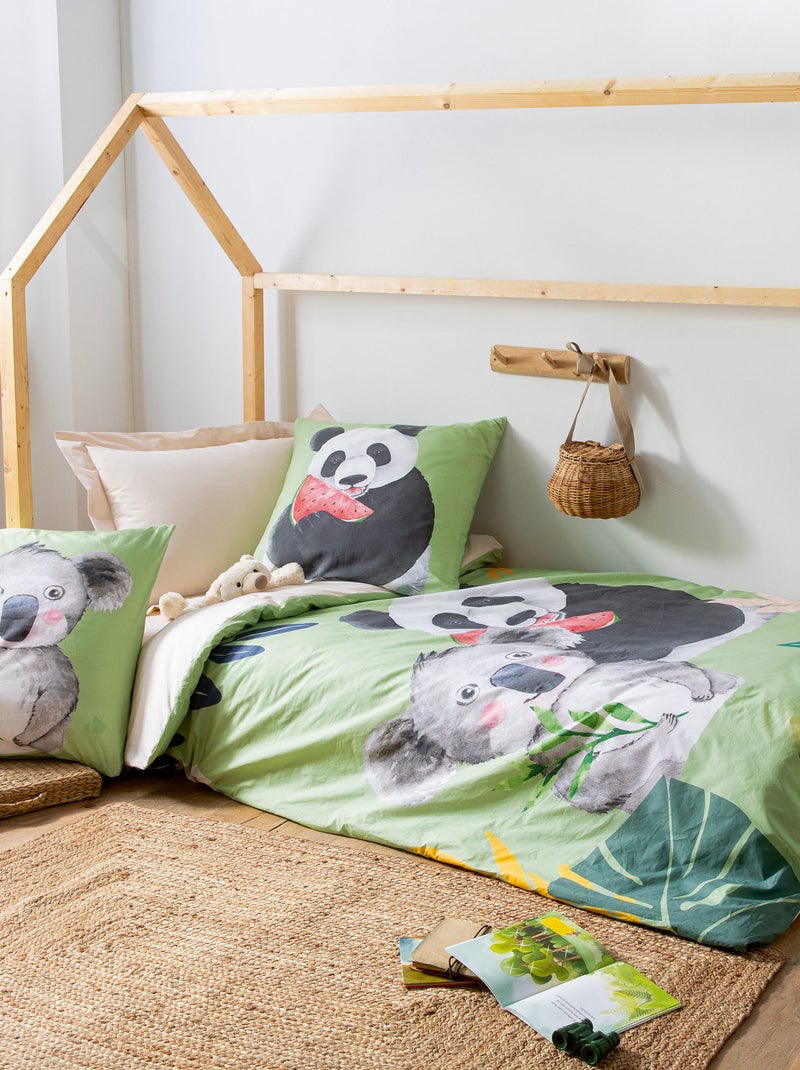 Taie d'oreiller percale de coton PANDA Vert - Kiabi