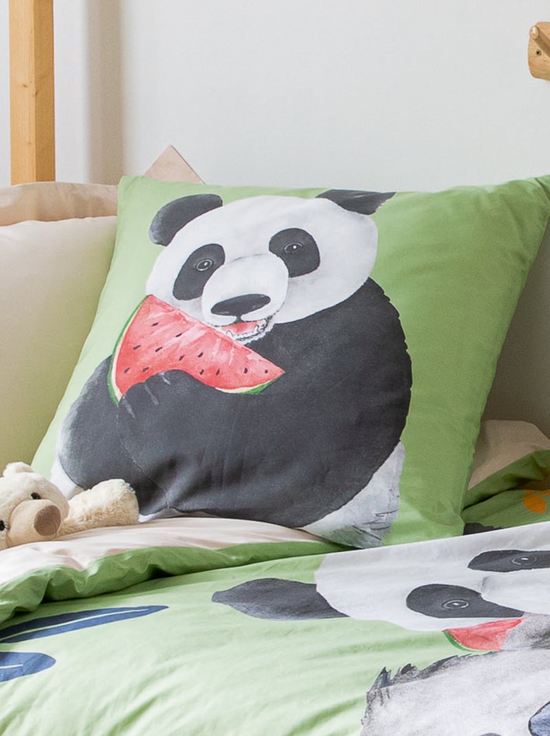 Taie d'oreiller percale de coton PANDA Vert - Kiabi