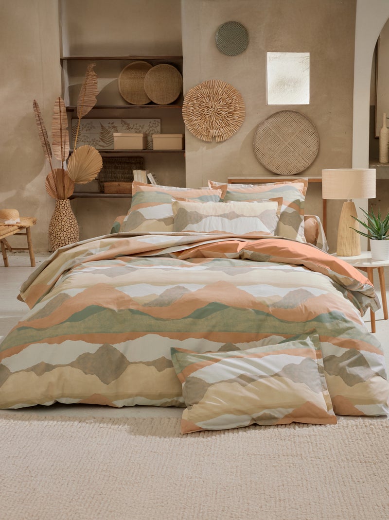 Taie d’oreiller percale de coton paysage abstrait Beige - Kiabi