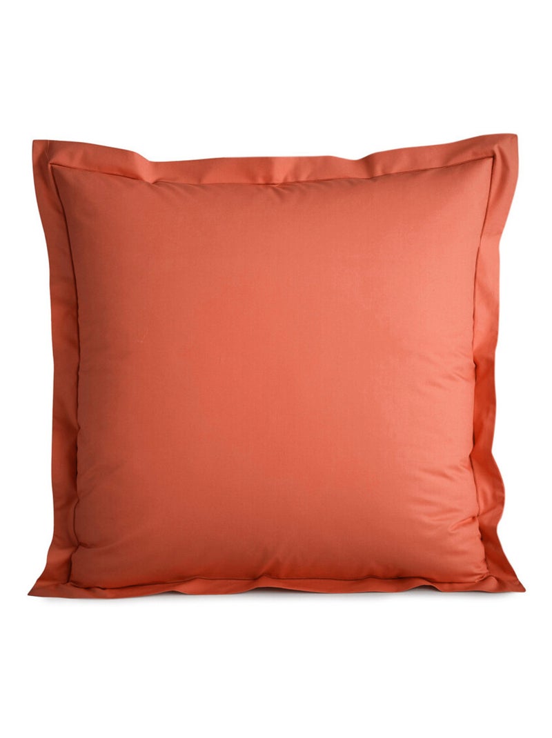 Taie d'oreiller percale de coton peigné "Julian" toutes dimensions Coton Pur - Julian Terracotta - T Rouge - Kiabi
