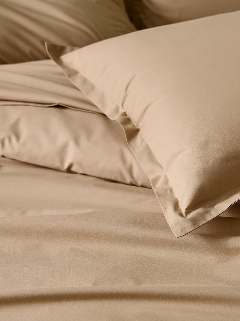 Taie d’oreiller percale de coton piquée unie Marron clair - Kiabi
