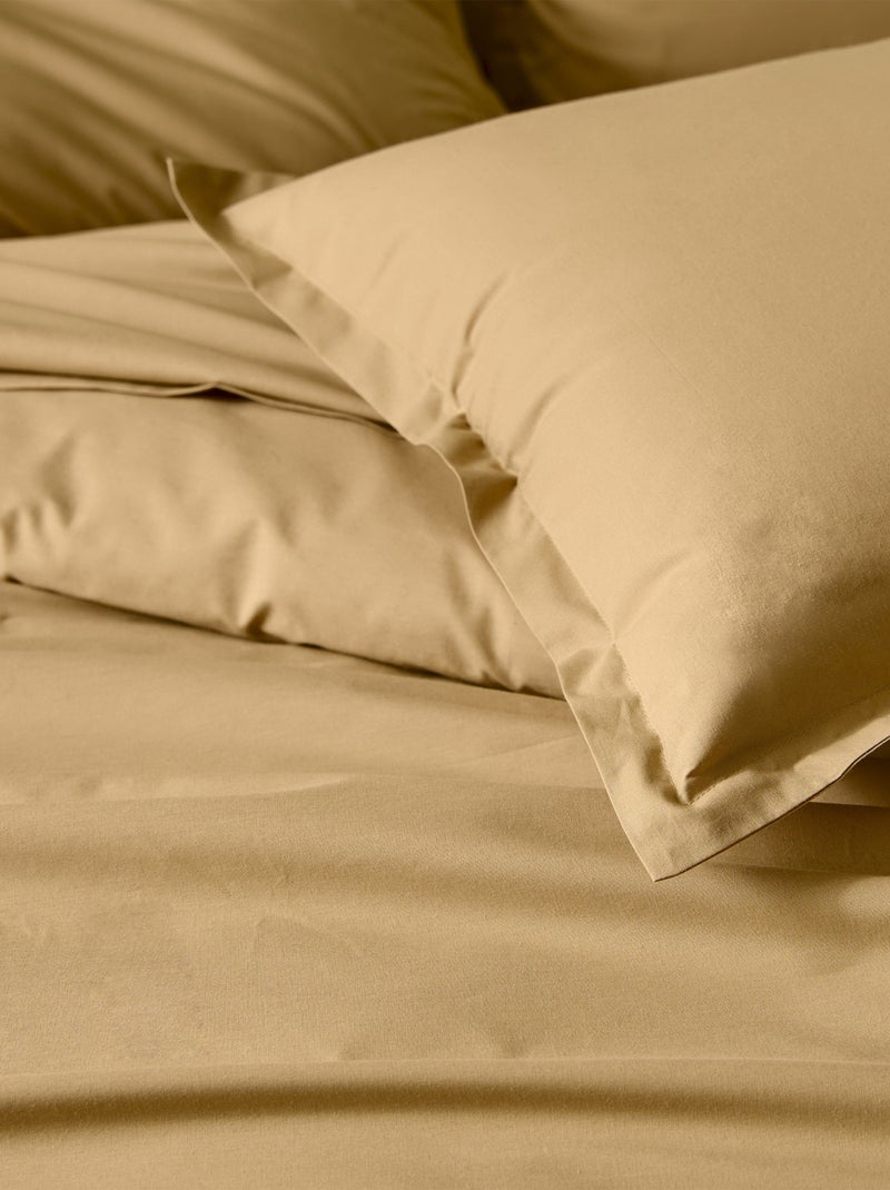 Taie d’oreiller percale de coton piquée unie Miel - Kiabi