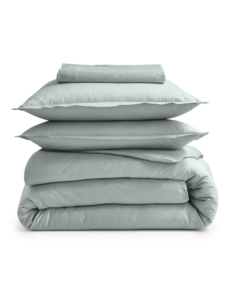 Taie d’oreiller percale de coton piquée unie Vert olive - Kiabi