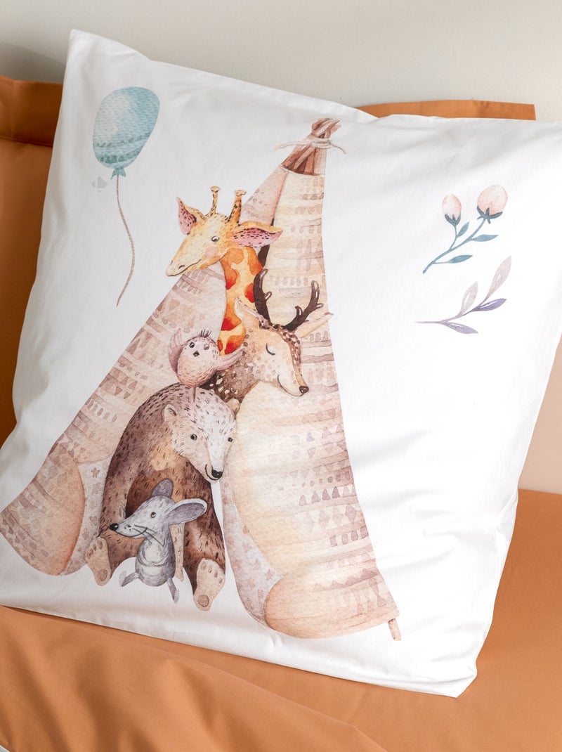 Taie d'oreiller percale de coton TIPI Multicolore - Kiabi