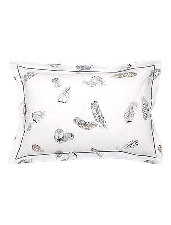 Taie d'oreiller percale pur coton PLUMES