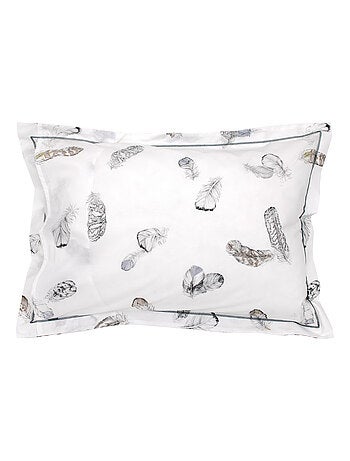 Taie d'oreiller percale pur coton PLUMES