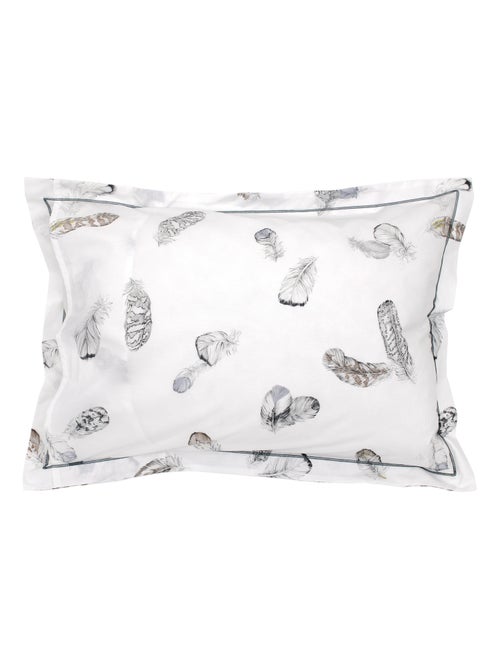 Taie d'oreiller percale pur coton PLUMES - Kiabi