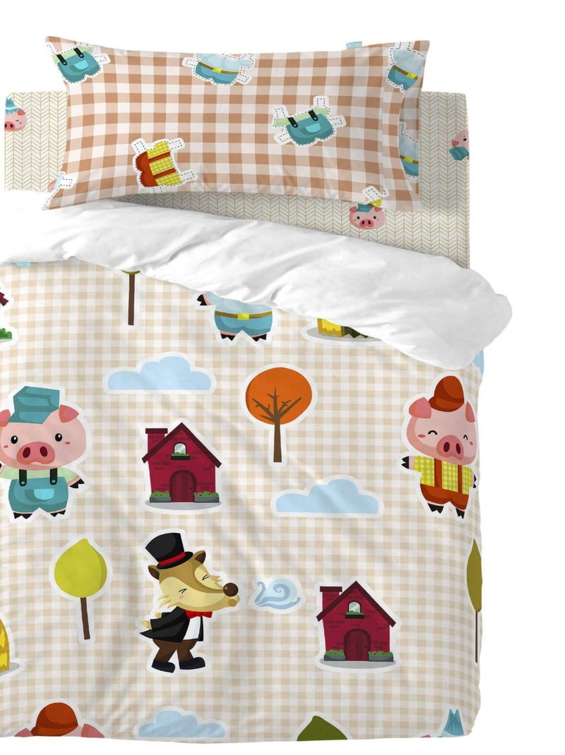 Taie d'oreiller Piggys vichy "Happyfriday" Multicolore - Kiabi