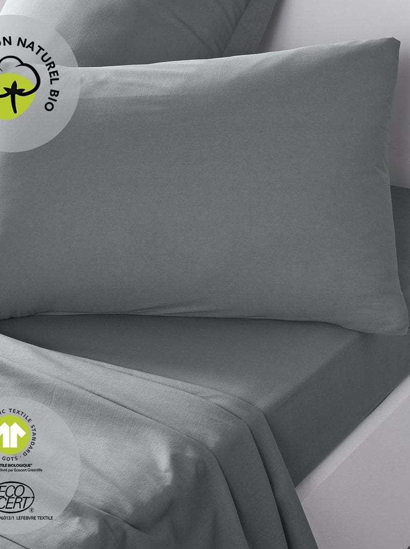 Taie d'oreiller rectangulaire - 100% coton BIO Gris - Kiabi